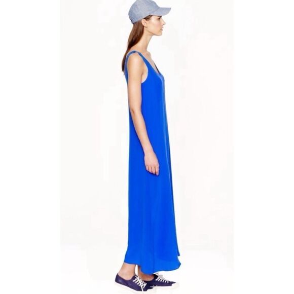 J.Crew Silk Crepe Maxidress in Blue Size XS / NWT - Picture 3 of 7